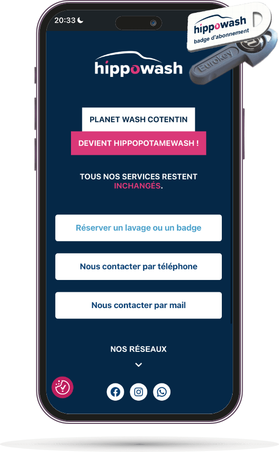 Réservation de lavage en ligne et produits de lavage en clic&collect. Accessible depuis votre smartphone.